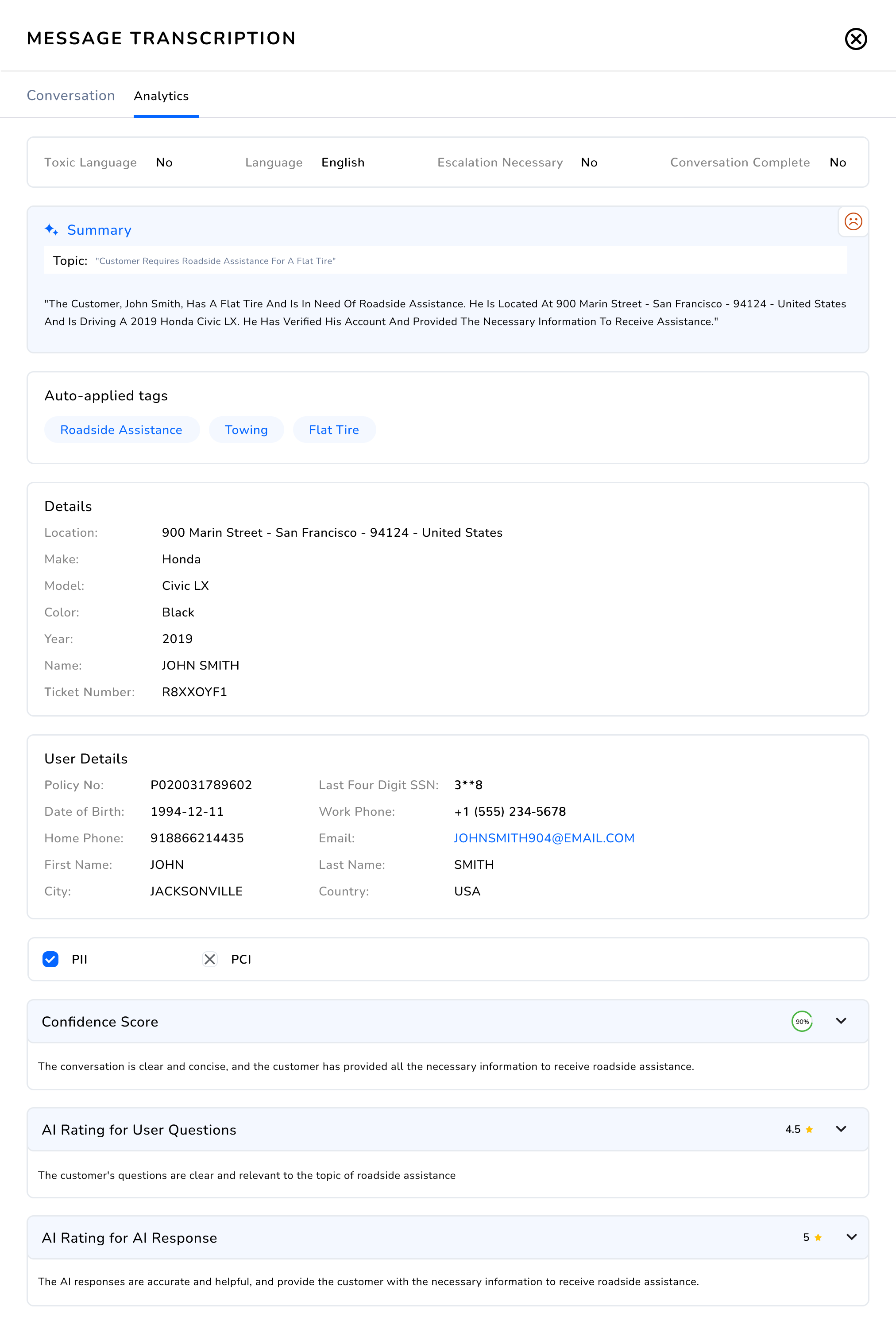 Live Monitor - Call Monitor - Customer Data - Message Transcription